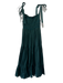 Cynthia Rowley Size S Dark Green Tie Shoulder Smocked Bodice Square Neck Dress Dark Green / S