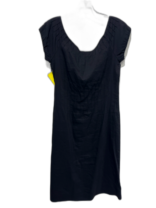 Theory Size 6 Black Cap Sleeve Wide Neck Zip Side Below knee Dress Black / 6
