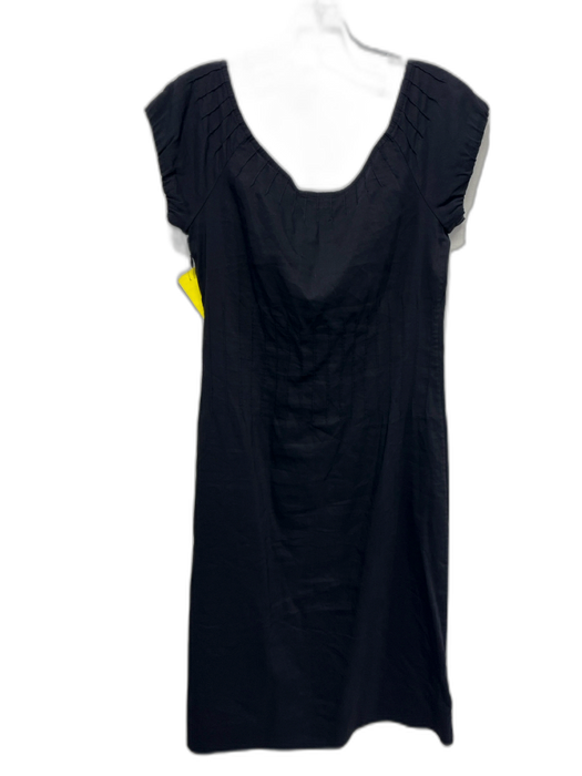 Theory Size 6 Black Cap Sleeve Wide Neck Zip Side Below knee Dress Black / 6