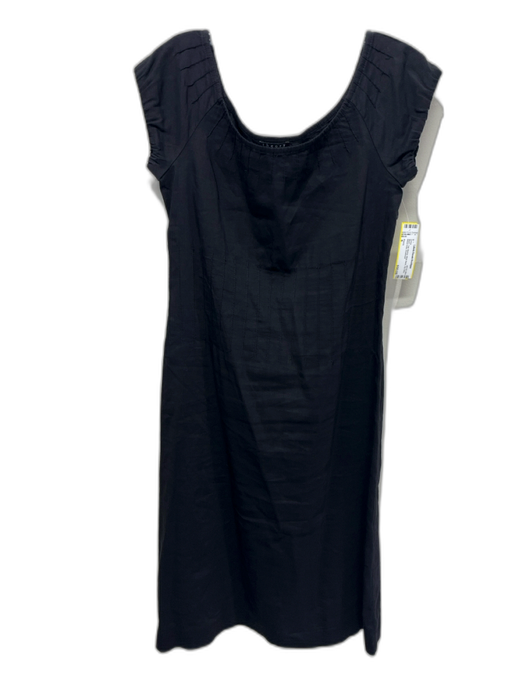 Theory Size 6 Black Cap Sleeve Wide Neck Zip Side Below knee Dress Black / 6
