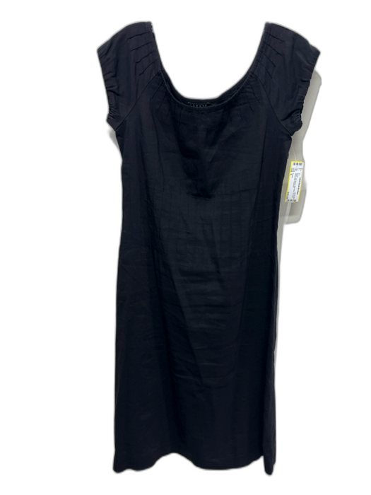 Theory Size 6 Black Cap Sleeve Wide Neck Zip Side Below knee Dress Black / 6
