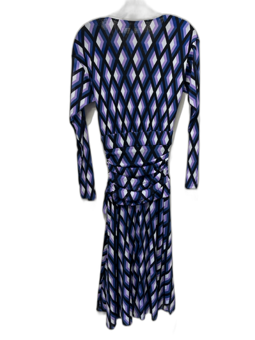 Diane Von Furstenberg Size S Purple, Blue & White No Fabric Tag Zip Side Dress Purple, Blue & White / S
