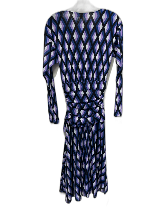 Diane Von Furstenberg Size S Purple, Blue & White No Fabric Tag Zip Side Dress Purple, Blue & White / S