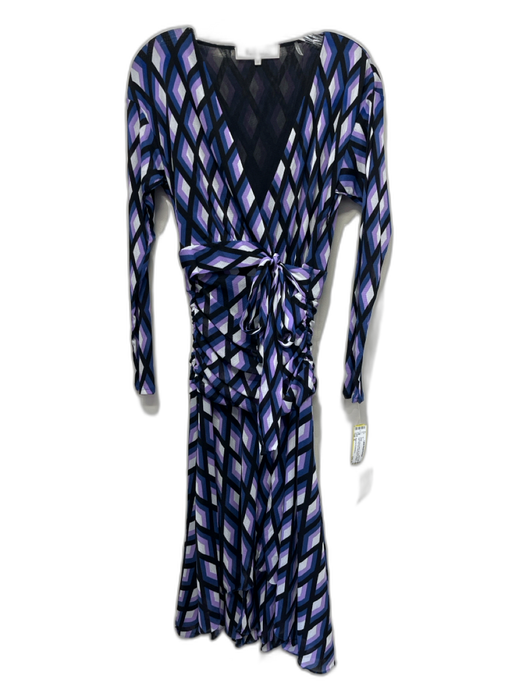 Diane Von Furstenberg Size S Purple, Blue & White No Fabric Tag Zip Side Dress Purple, Blue & White / S