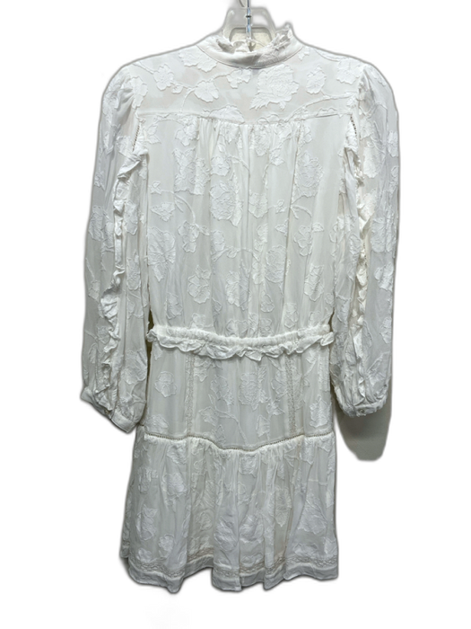 Joie Size S White Viscose Blend Drawstring Waist Long Sleeve 1/2 Button Dress White / S