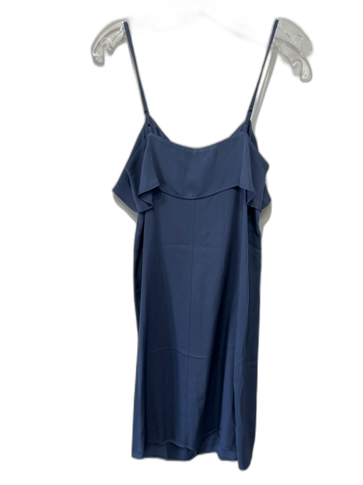 Theory Size 8 Blue Silk Straps V Neck Ruffle Detail Mini Dress Blue / 8