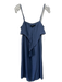 Theory Size 8 Blue Silk Straps V Neck Ruffle Detail Mini Dress Blue / 8