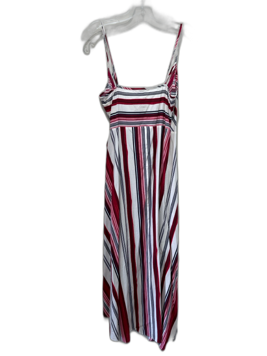 Tucker Size S White, Red & Blue Rayon Blend Wrap Striped V Neck Midi Dress White, Red & Blue / S
