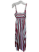 Tucker Size S White, Red & Blue Rayon Blend Wrap Striped V Neck Midi Dress White, Red & Blue / S