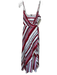 Tucker Size S White, Red & Blue Rayon Blend Wrap Striped V Neck Midi Dress White, Red & Blue / S