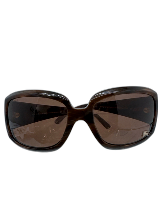 Burberry Brown Acetate Logo Rectangle Frame Tinted Case Inc. Sunglasses Brown