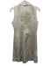 Biya Size S Beige Rayon & Linen Beaded Sleeveless Collared Button Front Dress Beige / S
