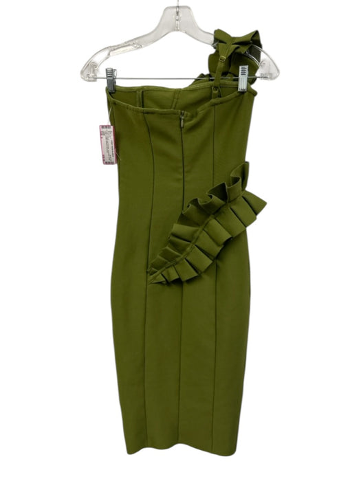Size S Green One Shoulder Sleeveless Ruffle Detail Bodycon Dress Green / S