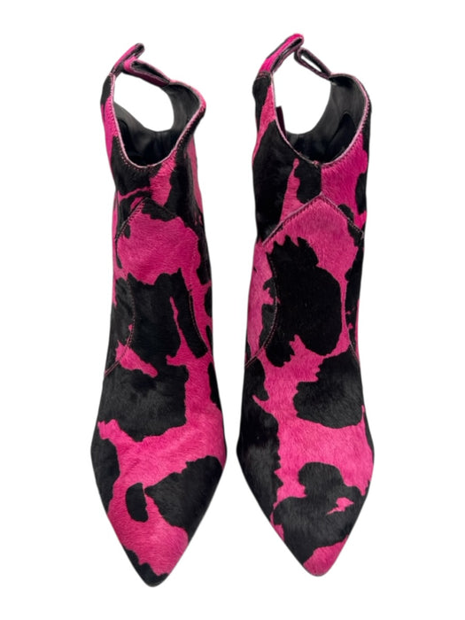 Jessica Simpson Shoe Size 7 Pink & Black Leather Pony Hair Pointed Toe Booties Pink & Black / 7