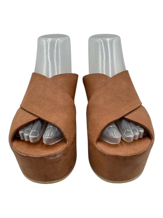 Del Carlo Shoe Size 36 Tan Leather Platform Criss Cross Sandals Tan / 36
