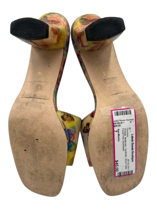 Ann Marino Shoe Size 7 Multicolor Synthetic Block Heel Floral Print Sandals Multicolor / 7