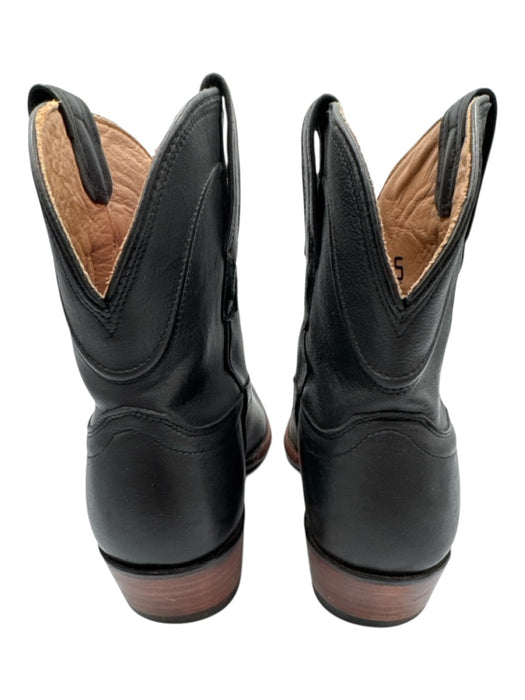 Tecovas Shoe Size 8.5 Black Leather Pull Tabs Stacked Block Heel Western Booties Black / 8.5