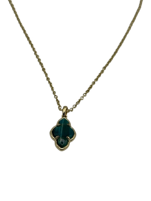 Kendra Scott Gold Metal Lobster Clasp Quatrefoil Turquoise Necklace Gold