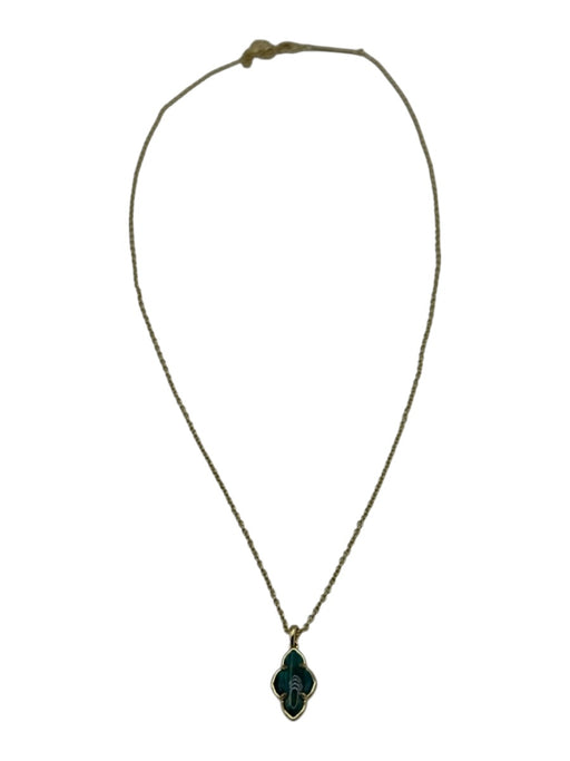 Kendra Scott Gold Metal Lobster Clasp Quatrefoil Turquoise Necklace Gold