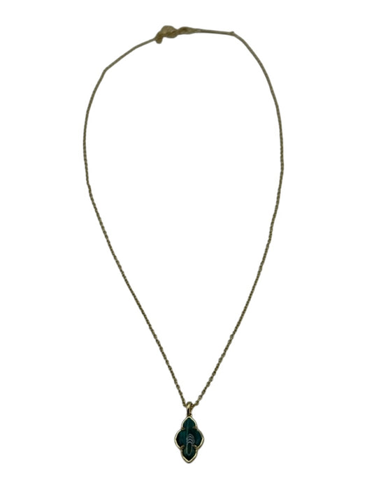 Kendra Scott Gold Metal Lobster Clasp Quatrefoil Turquoise Necklace Gold