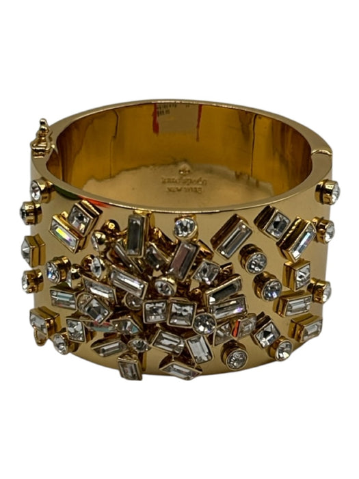 Kate Spade Gold Metal Encrusted Clasp Closure Bangle Crystals Bracelet Gold