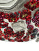 MCM Silver & Red Embroidered Shoulder Fanny Pack heart shaped Bag Silver & Red
