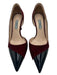 Prada Shoe Size 37.5 Red & Black Suede Patent Pointed Toe D'orsay Midi Pumps Red & Black / 37.5