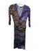 Etro Size 42 Brown Purple Green Blue Silk & Cotton Surplice Mixed Print Dress Brown Purple Green Blue / 42