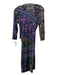 Etro Size 42 Purple & Multi Viscose Blend Surplice 3/4 Sleeve Knee Length Dress Purple & Multi / 42