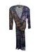 Etro Size 42 Purple & Multi Viscose Blend Surplice 3/4 Sleeve Knee Length Dress Purple & Multi / 42