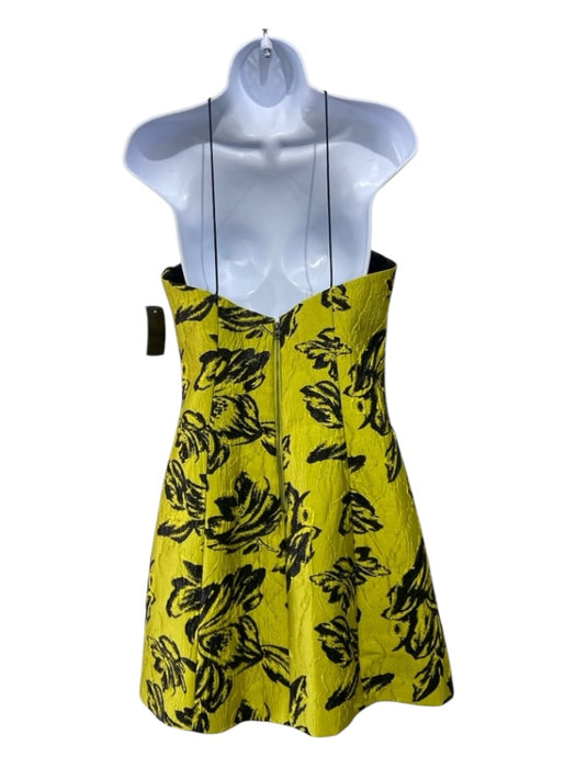 Alice + Olivia Size 8 Chartreuse Yellow & Black Polyester Jacquard Floral Dress Chartreuse Yellow & Black / 8