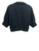 Emily McCarthy Size S Black Polyester Blend Textured Short Sleeve Collar Top Black / S