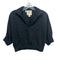 Emily McCarthy Size S Black Polyester Blend Textured Short Sleeve Collar Top Black / S
