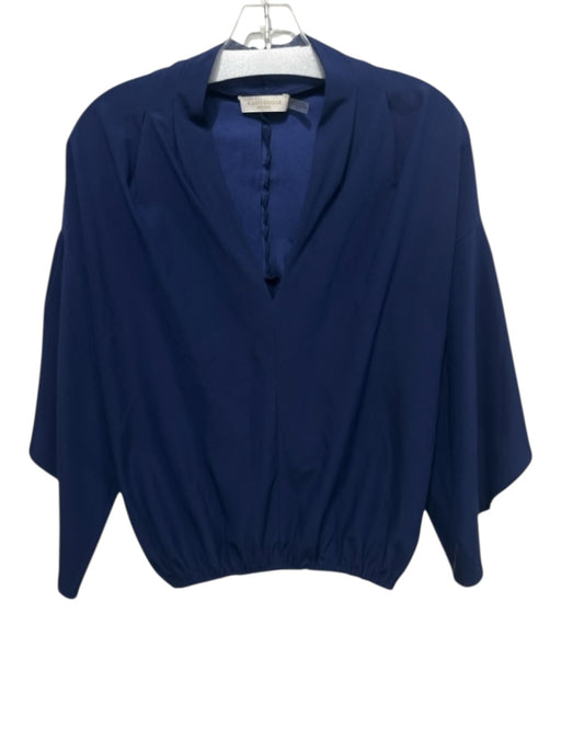 Ramy Brook Size XS Navy Blue Silk 3/4 Bell Sleeve V Neck Elastic Hem Top Navy Blue / XS
