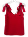 Amanda Uprichard Size S Red Polyester Tie Strap V Neck Boxy Top Red / S