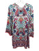 Hale Bob Size S White & Multi Viscose Paisley Print Long Sleeve Lace Trim Dress White & Multi / S