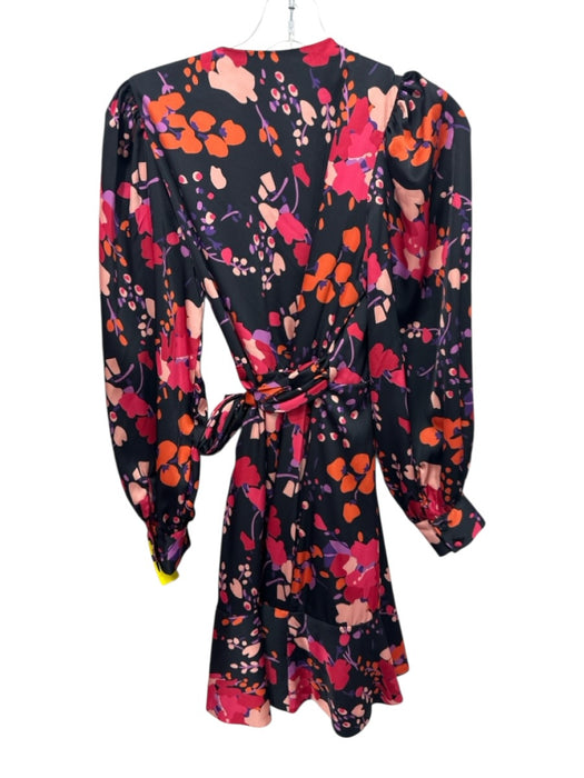 Hutch Size XS Black & Multi Polyester Blend Satin Abstract Floral Dress Black & Multi / XS