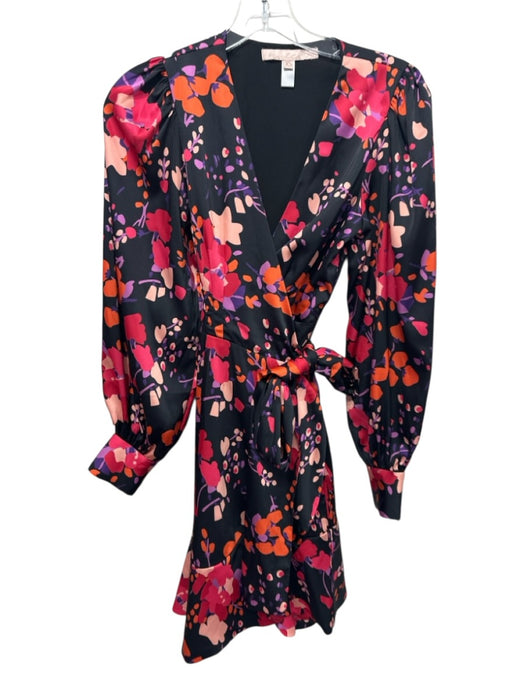 Hutch Size XS Black & Multi Polyester Blend Satin Abstract Floral Dress Black & Multi / XS
