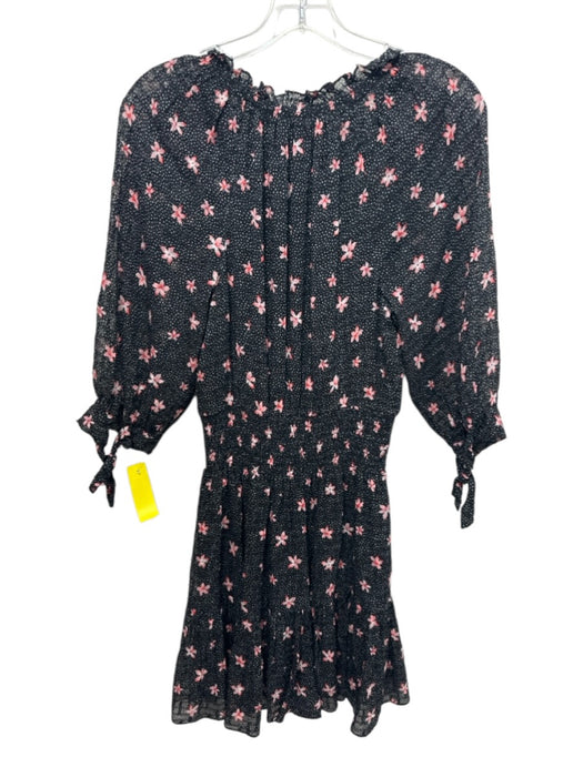 Rebecca Taylor Size S Black, White & Pink Silk & Cotton Dots Flowers Dress Black, White & Pink / S