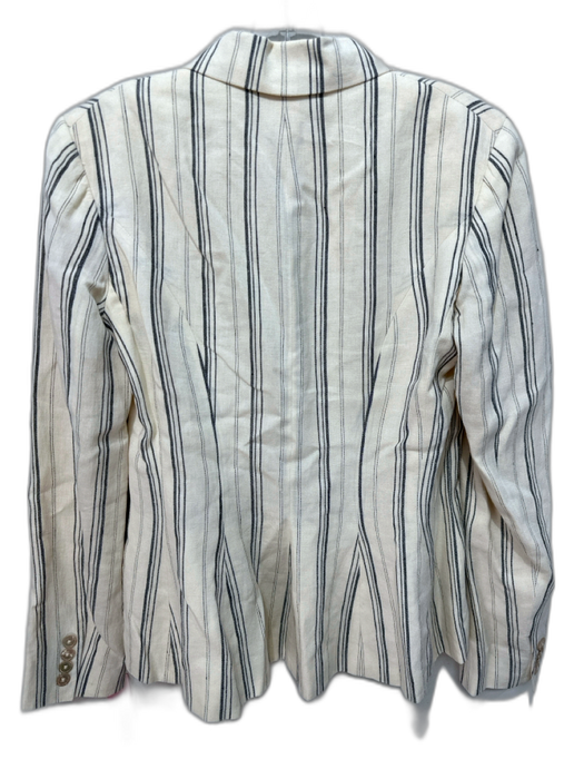 Ralph Lauren Purple Size 8 Cream & Black Linen Vertical Stripes Blazer Jacket Cream & Black / 8