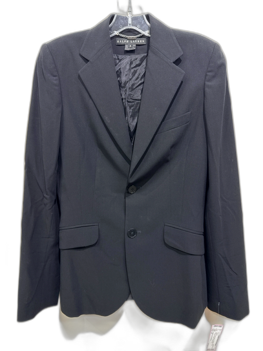 Ralph Lauren Black Size 8 Black Wool Blend 2 Buttons Flap Pockets Blazer Jacket Black / 8