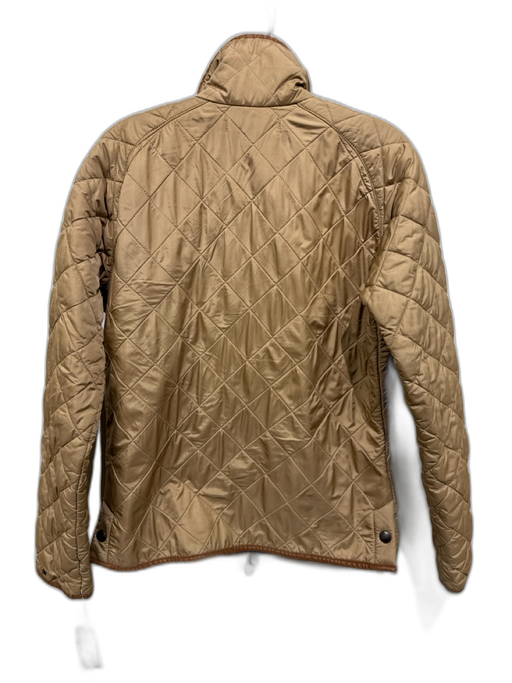 Ralph Lauren Black Size M Tan Polyester Quilted Leather Trim Zip Up Jacket Tan / M
