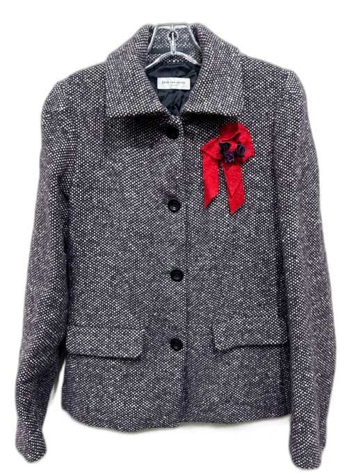 Dries Van Noten Size 40 Purple & White Wool Blend Tweed Button Front Jacket Purple & White / 40