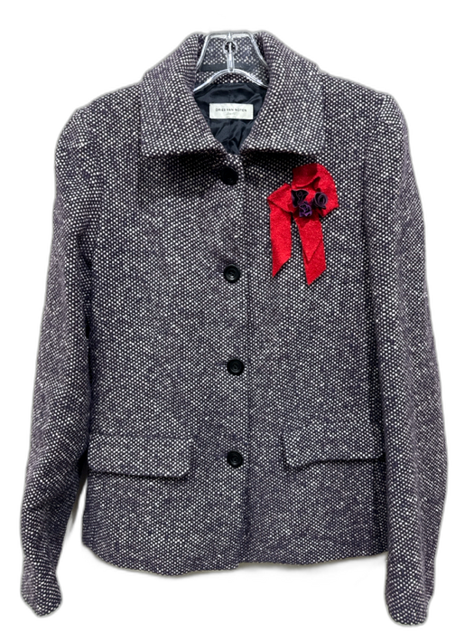 Dries Van Noten Size 40 Purple & White Wool Blend Tweed Button Front Jacket Purple & White / 40
