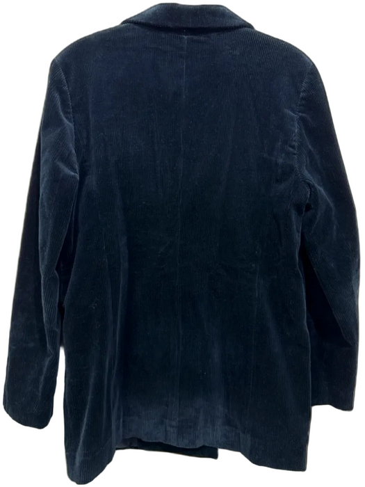 Ganni Size 38/0 Dark Teal Cotton Blend Corduroy Double Breast Blazer Jacket Dark Teal / 38/0