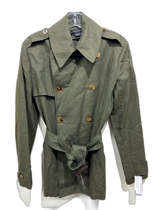 Ralph Lauren Black Size 6 Army Green Linen Blend Double Breast Military Jacket Army Green / 6