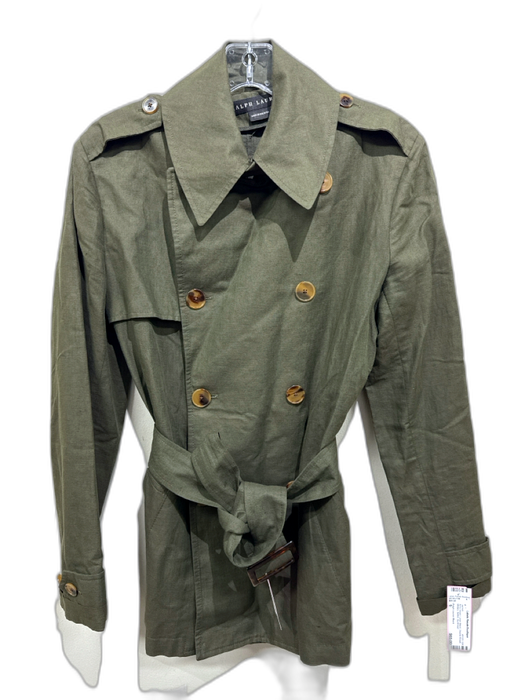 Ralph Lauren Black Size 6 Army Green Linen Blend Double Breast Military Jacket Army Green / 6