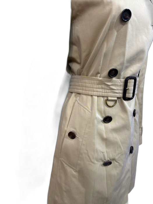 Burberry Size 8 Beige Cotton Novacheck Lining Double Breast Buckle Detail Coat Beige / 8