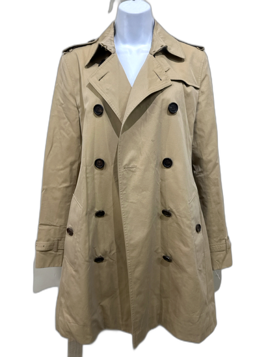 Burberry Size 8 Beige Cotton Novacheck Lining Double Breast Buckle Detail Coat Beige / 8