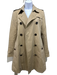 Burberry Size 8 Beige Cotton Novacheck Lining Double Breast Buckle Detail Coat Beige / 8